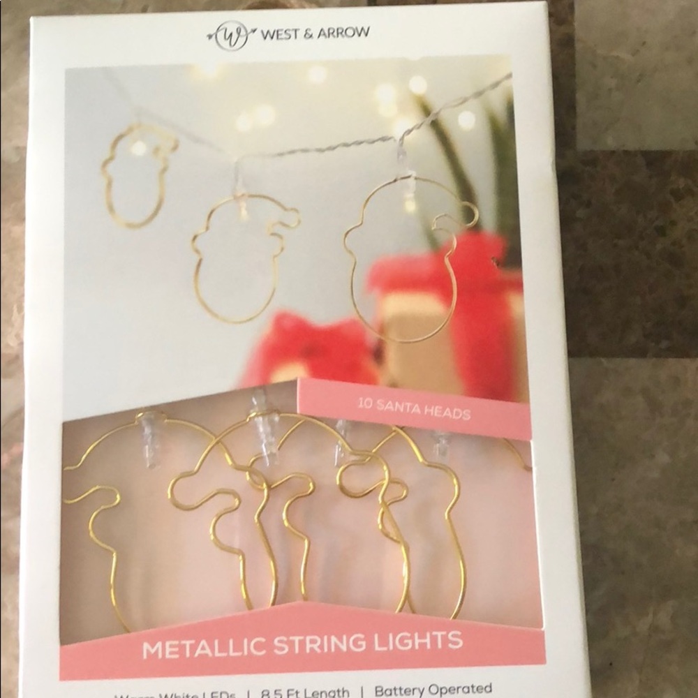 Metallic Santa string lights